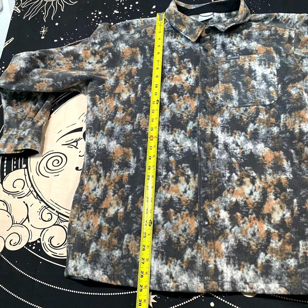 Columbia Shacket Men's L Gray Camo Polyester Fleece Preppy Cozy Workwear Outdoor - Picture 5 of 7